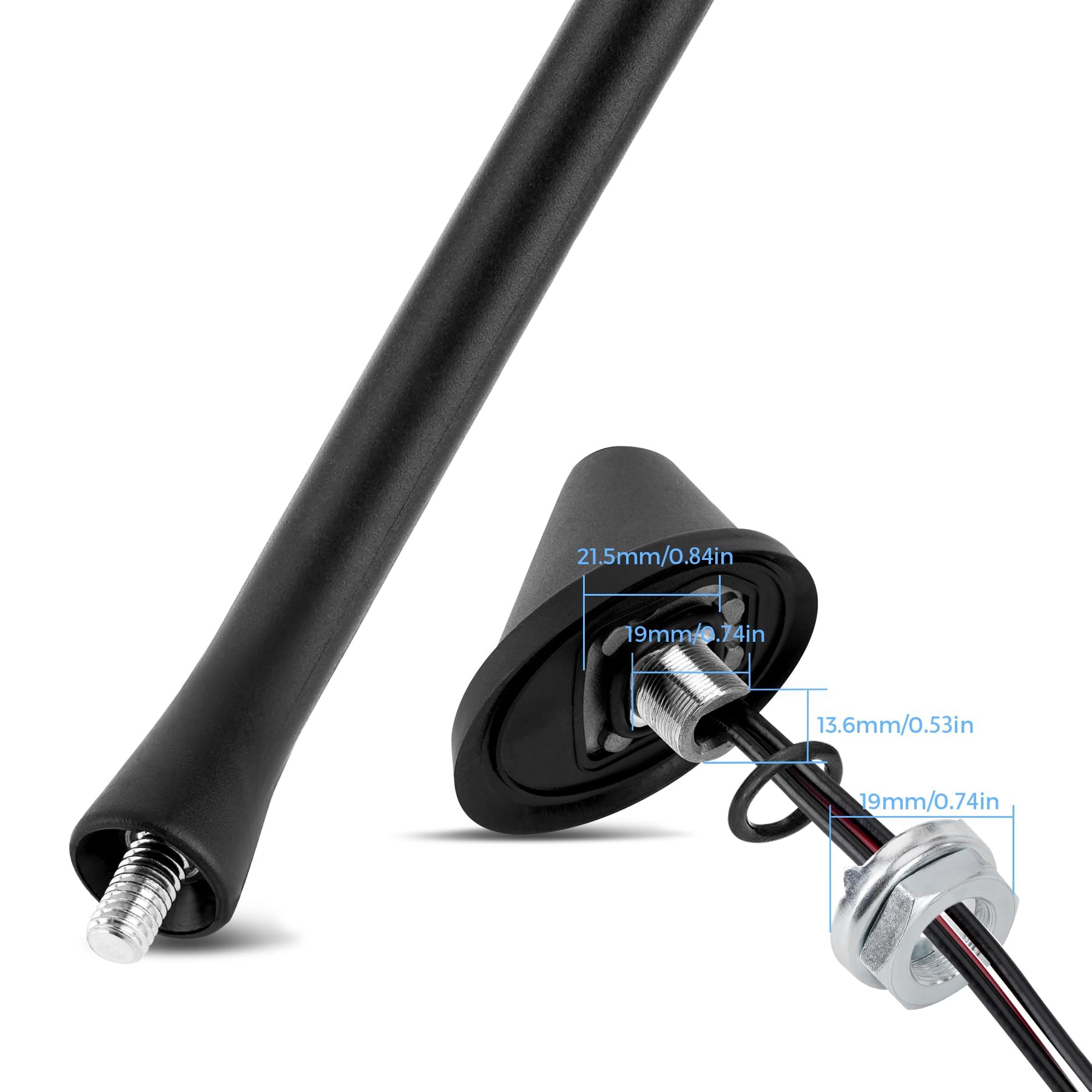DAB+ Autoantenne | Digitalradio DAB+/FM-Kombi-Dachantenne mit Verstärker | SMB/SMA-Stecker & DIN-Anschluss Auto Antenne | Autoradio-Signalteiler-Verstärker mit 5m Kabel