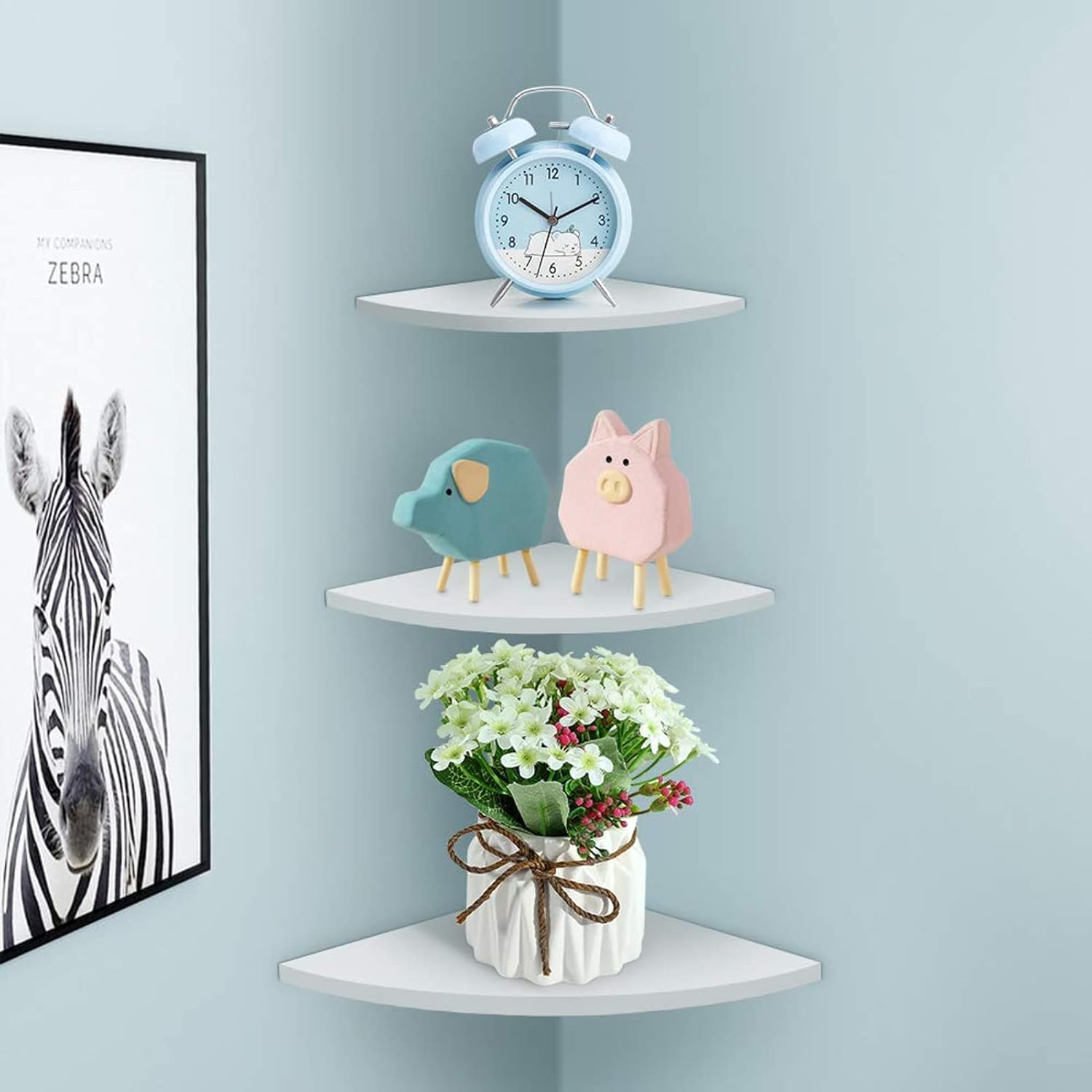 White Corner Wall Shelf, Wall Mounted Floating Corner Shelf