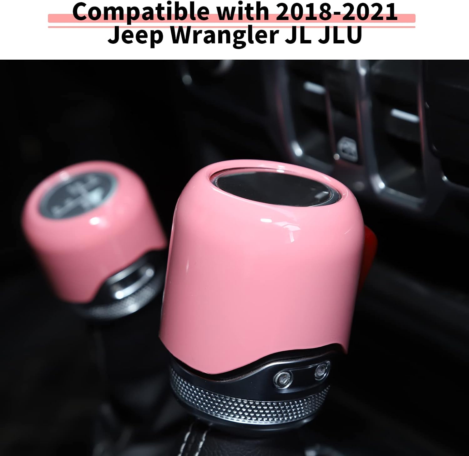 Handbrake Cover + Gear Shift Knob Cover + Drive Mode Shift Knob Cover Fit for 2018-2025 Jeep Wrangler JL JLU(Pink)