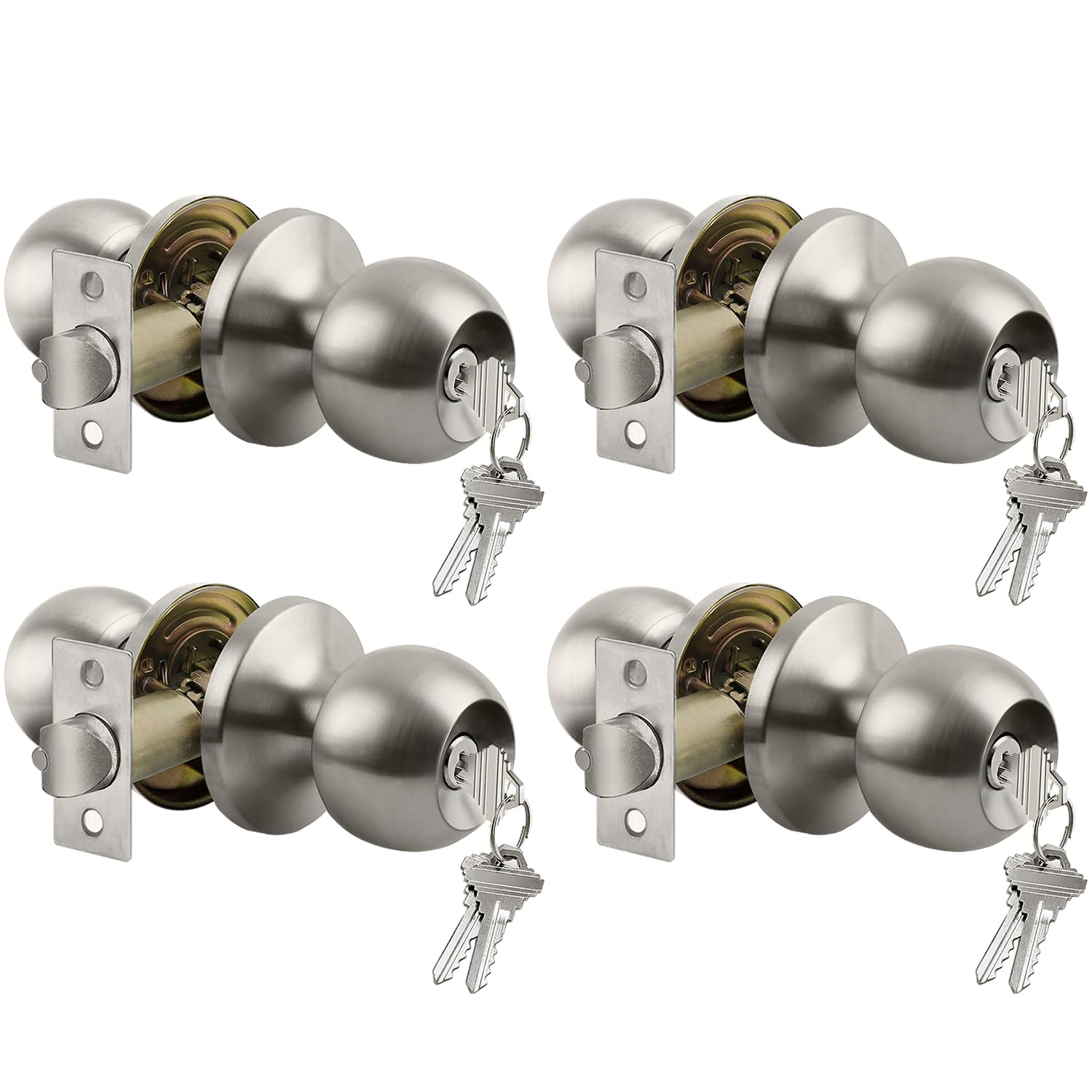 Satin Nickel Door Knob with Lock - Heavy Duty -10