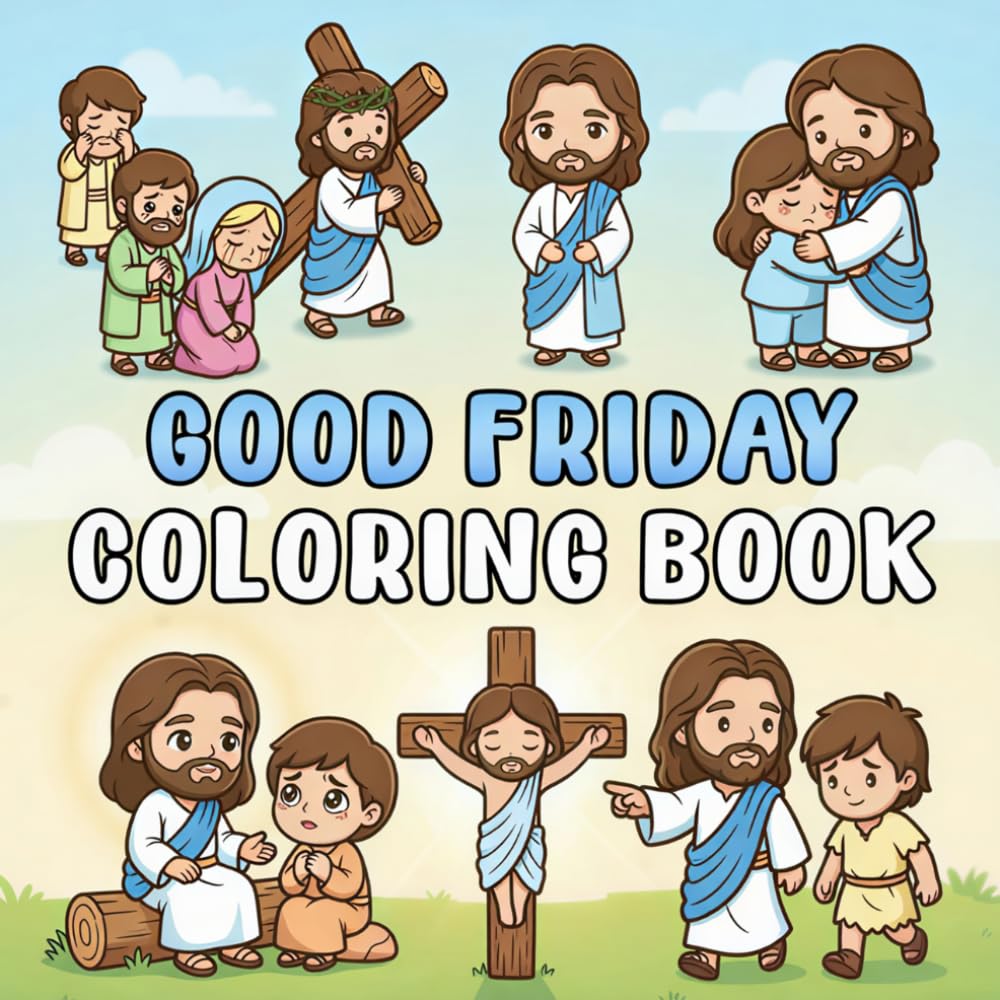 Good Friday Coloring Book: Holy Week, The Life and Passion of Jesus Christ — Bible Story Scenes coloring book for Kids and Adults