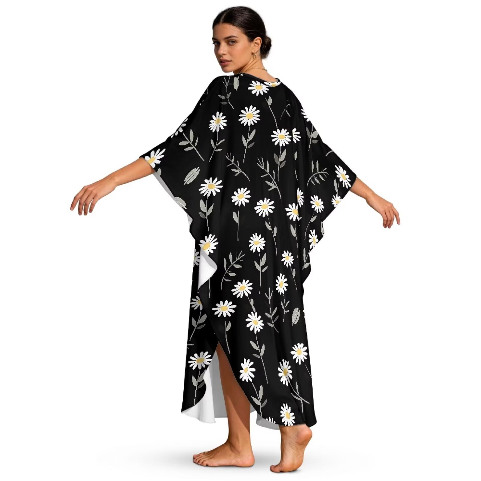 Caftano da donna, taglie forti, con scollo a V, abito da spiaggia, leggero, morbido, copricostume da bagno per il tempo libero