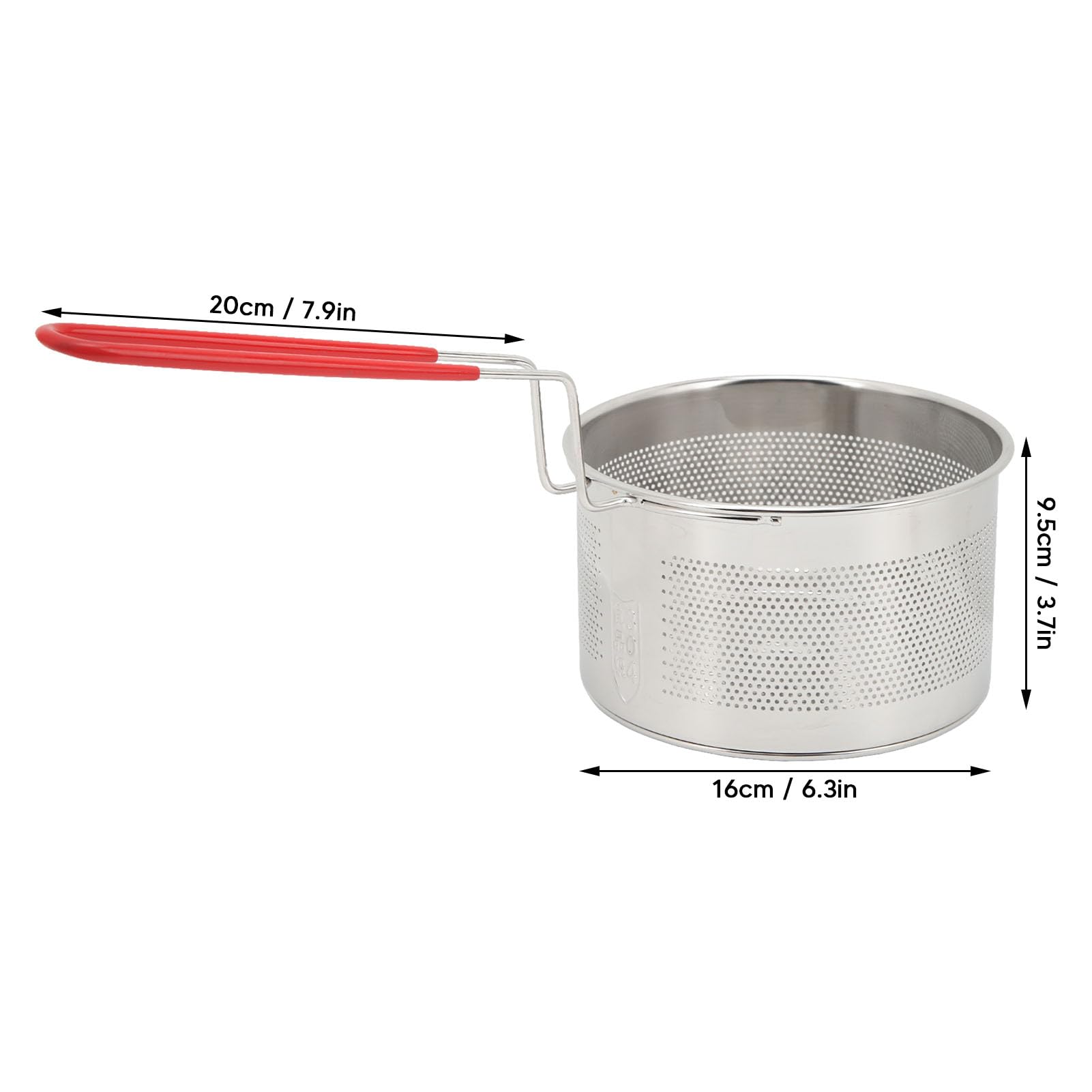 Cestello Per Friggere, Cestello Per Friggere in Filo Tondo Cestello Per Friggere in Acciaio Inossidabile Cucina con Manico Colino da Cucina Colino Per Patatine Fritte(16CM)