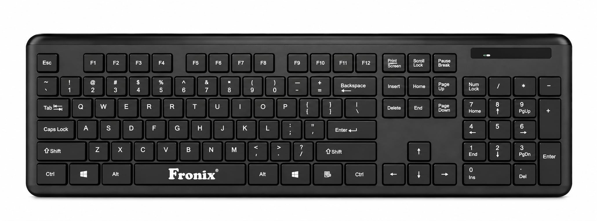 FKW501 Full Size Wireless Chocolate Key Computer Keyboard with 1 Led Function, Black Color | 104-keys | Compatible for Windows, Desktop. Laptop | All