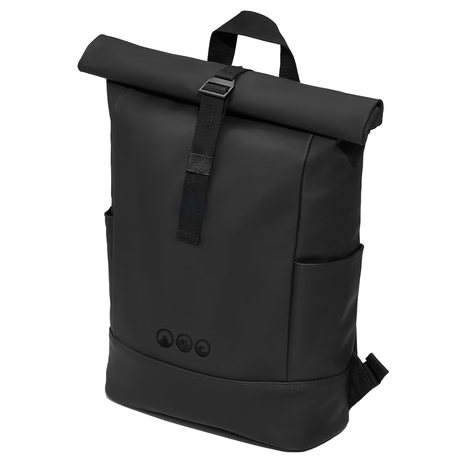 Rolltop Rucksack HOLU groß aus recyceltem Material Laptop-Fach und Trolley-Fix für Damen und Herren, ideal als Handgepäck oder Tagesrucksack wasserabweisend