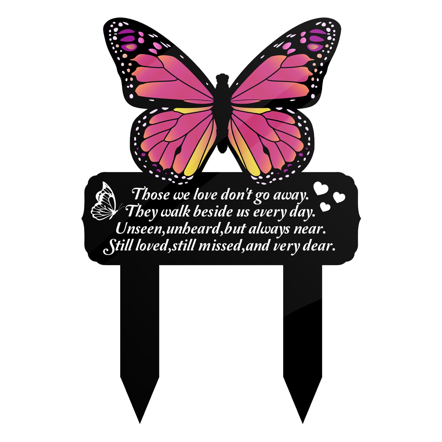 Memorial Stake Markers for Cemetery Grave Sympathy Acrylic Butterfly Plaque for Outdoors Yard Garden Decoration Still Loved Missed Dear