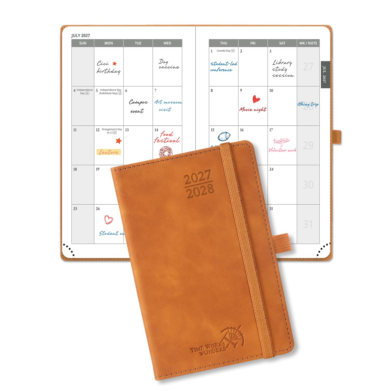 POPRUN 2-Year Monthly Planner 2027 2028, 24 Month Diary Jan 2027-Dec 2028