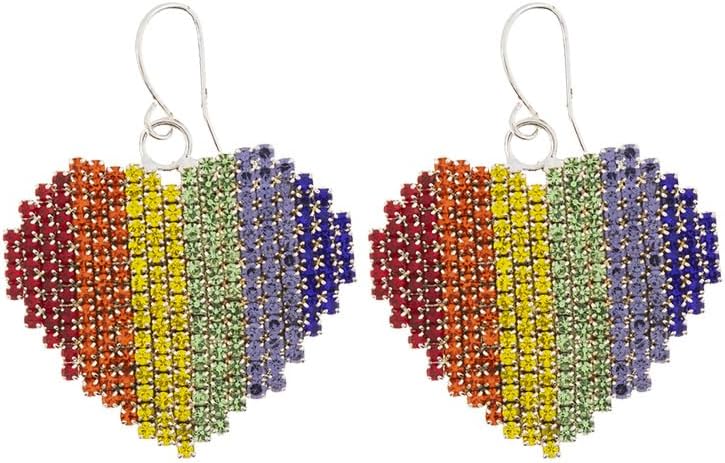 Rosemarie & Jubalee Women's Stunning Rainbow Love Crystal Rhinestone Heart Jewelry Pieces Pride Friendship Gifting