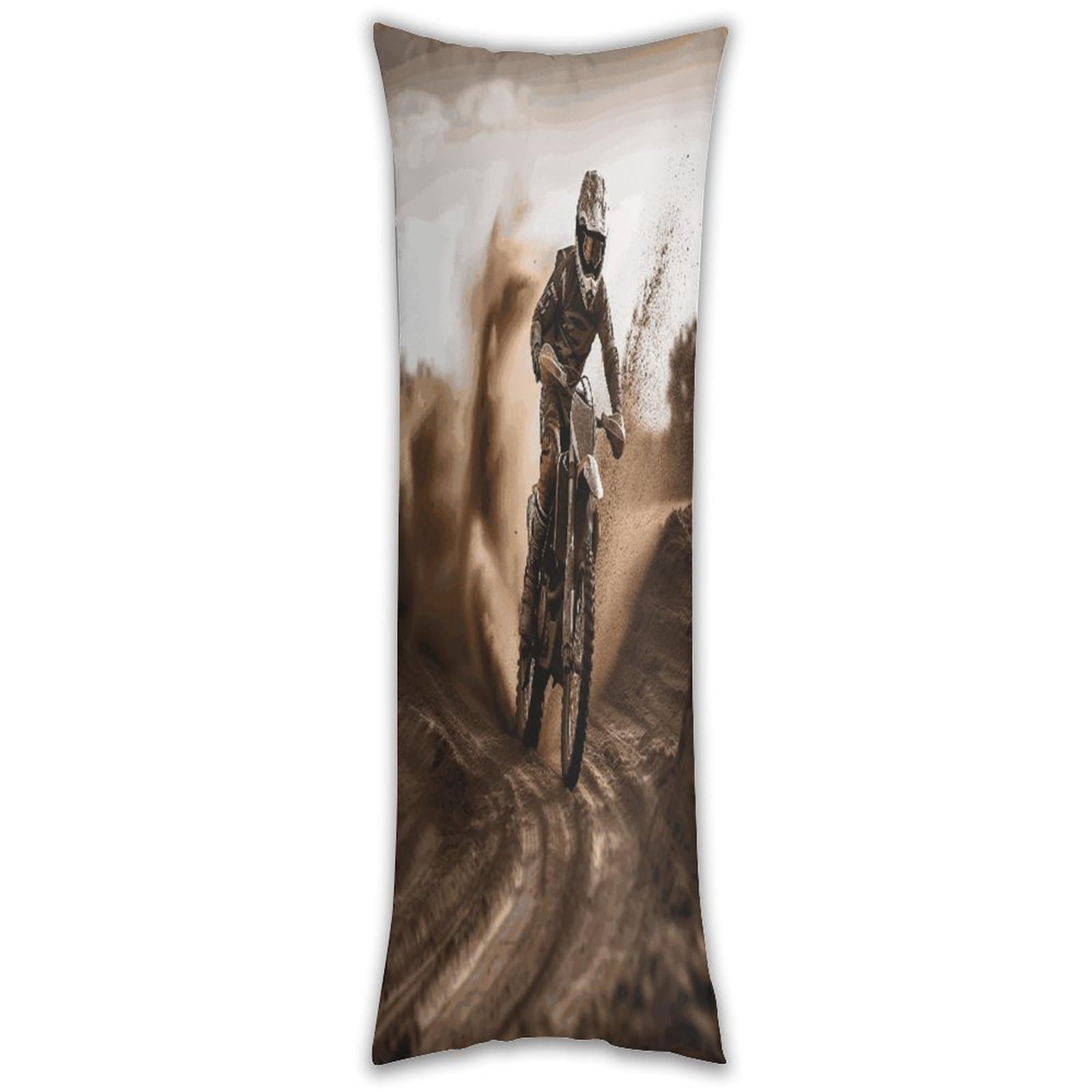 Motocross Long Pillow Case with Zipper Ultra Soft Microfiber Long Pillow Cover Breathable Body Pillow Protector Soft Wrinkle Pillowcase for Bed Sofa Bedroom 53 X 19 in