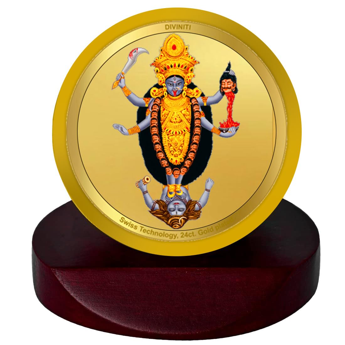 DIVINITI 24K Gold Plated Foil Maa Kali Photo Frame for Car Dashboard, Car Idol, Table Décor|Religious Pooja Prayer MCF 1C Gold Frame For Gift (5.5x5.0 cm) (B0B7F3YJ15) Amazon Price History, Amazon Price Tracker