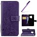 Produktbild HMTECH Galaxy S9 Hülle Lucky Clover Blumen Prägung Flip Leder Brieftasche Standfunktion Karten Slot Magnetverschluß Taschen Schalen Handy für Galaxy S9,Lucky Clover:Purple