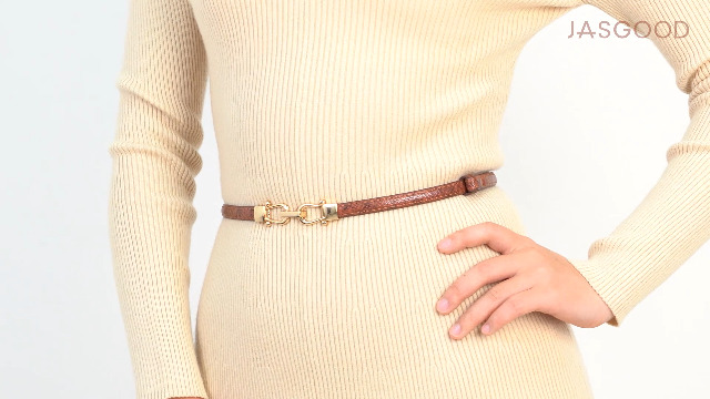 JASGOOD Leather Skinny Belts for Women Plus Size Ladies Thin 