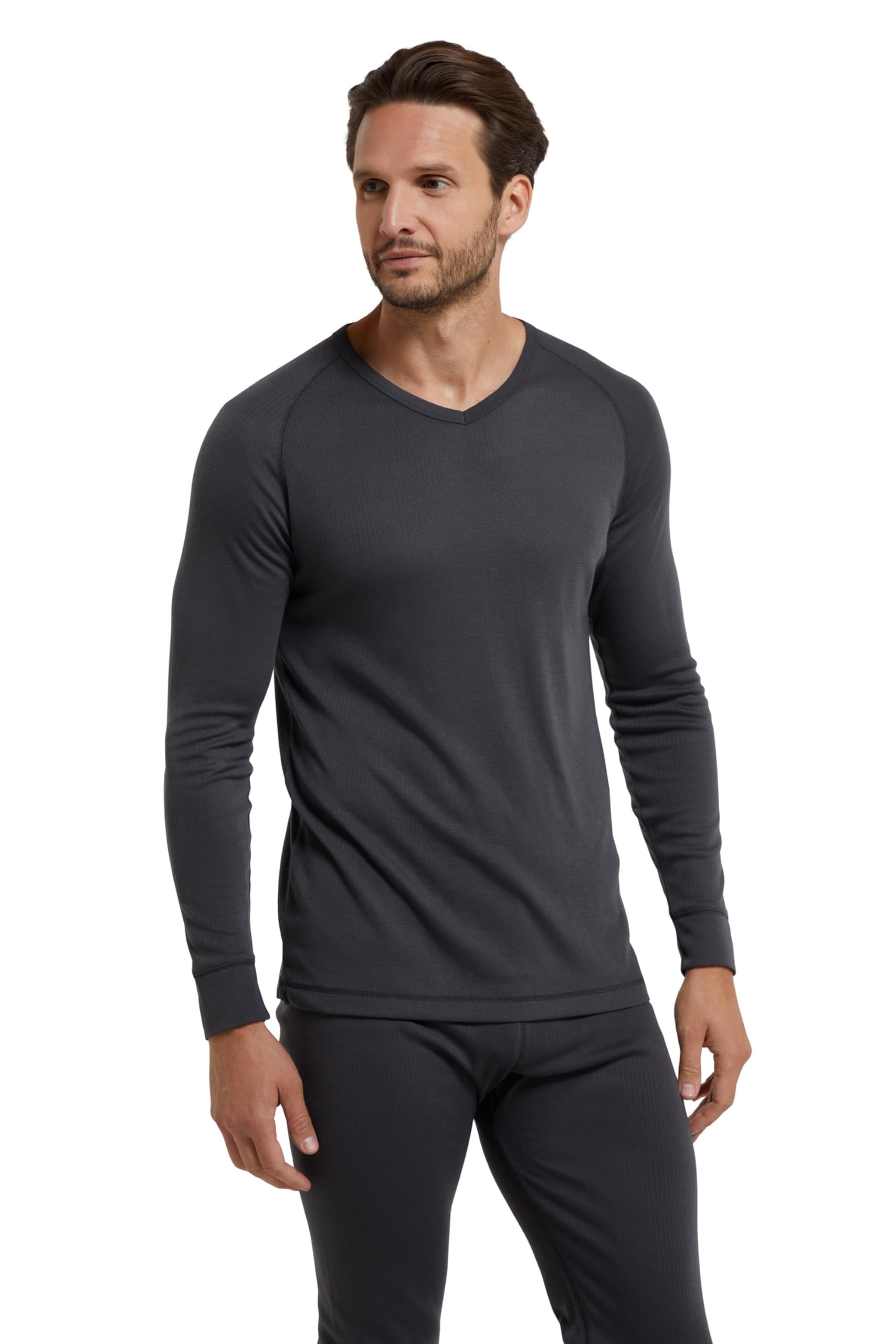 Mountain Warehouse Talus Mens V-Neck Baselayer Top - Warm, High Wicking Thermal Tee, Quick Drying, Lightweight - Best for, Cycling, Outdoors Charcoal (V Neck) 4XL