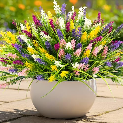 N&T NIETING 10 Bundles Artificial Plants Outdoor Fake Monkey Grass