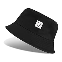 Vancavoo Cappello da Pescatore Donna Boonie Uomo Estivo Cotone Reversibile Bucket Hat Leggero UV Protezione Cappellino a Secchiello,56-58cm,A-Nero