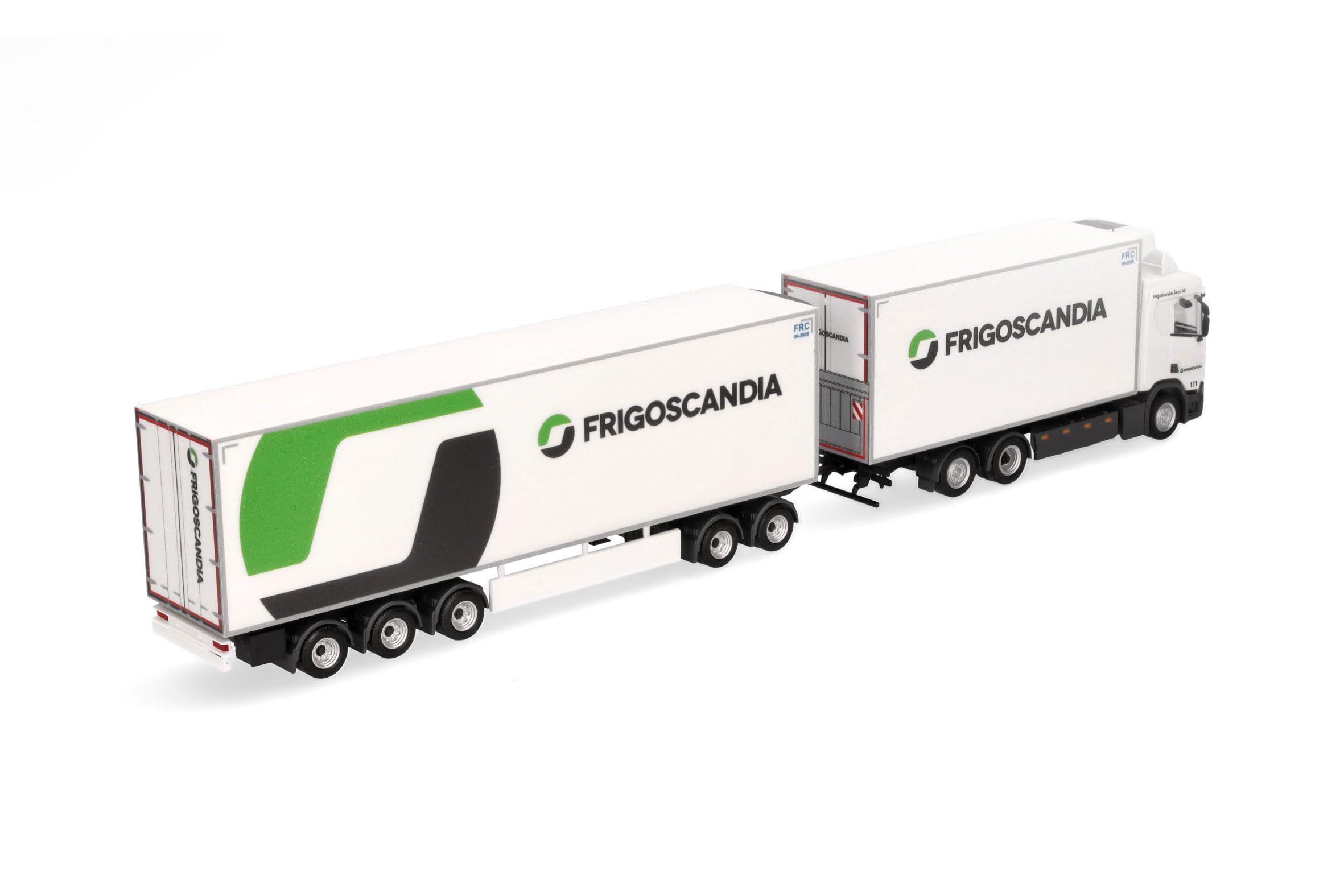 herpa modello di camion Scania CR20 ND Kühlkoffer-Schwedencombi Frigoscandia (Schweden/Helsingborg), in scala 1:87, pezzo da collezione, modello tedesco, statuetta plastica