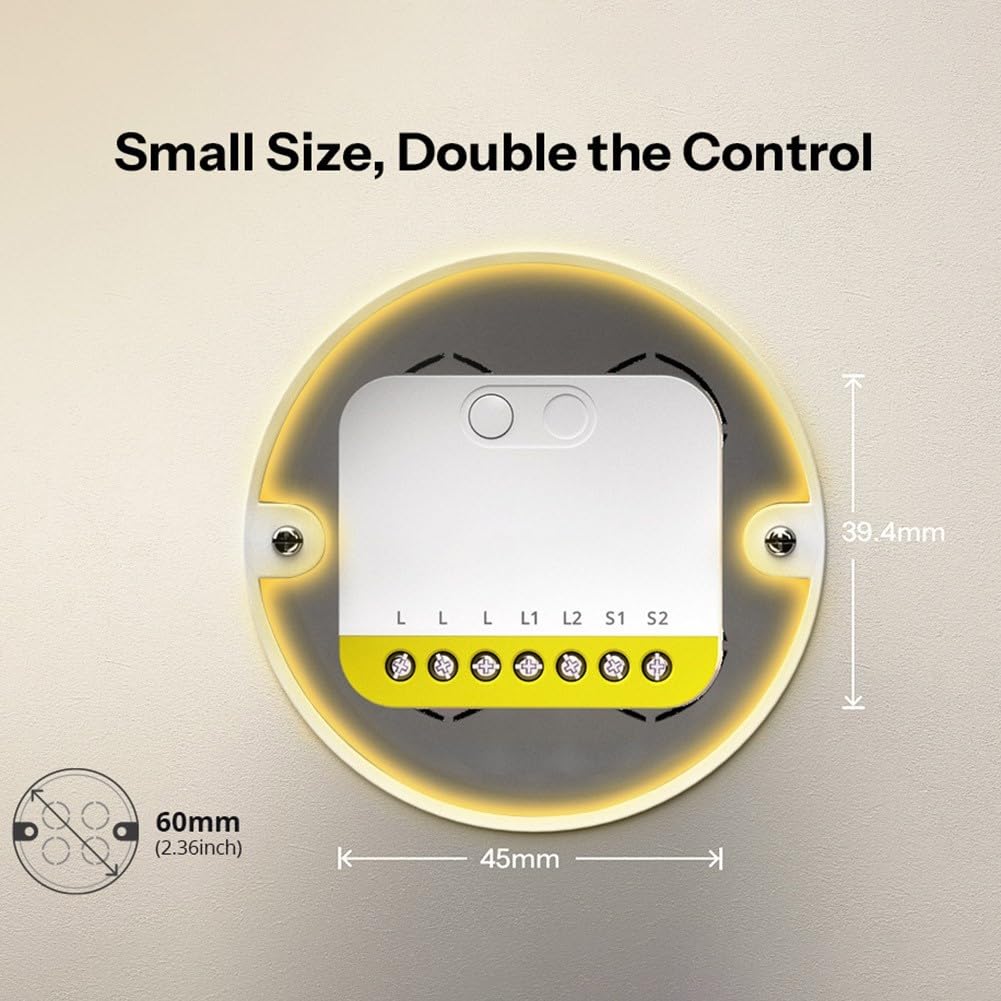 per Zigbee Smart Switch Dual Channel No Neutral Wire per zigbee | Non è necessario alcun filo neutro, facile da montare, doppi canali indipendenti, carico totale 12 A, installazione semplice