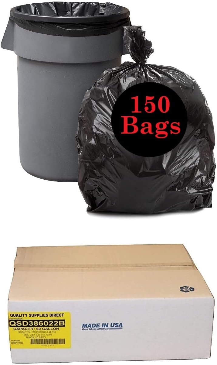 Trash Bags Black, 5560 gallon (150 Count) True 22 Micron