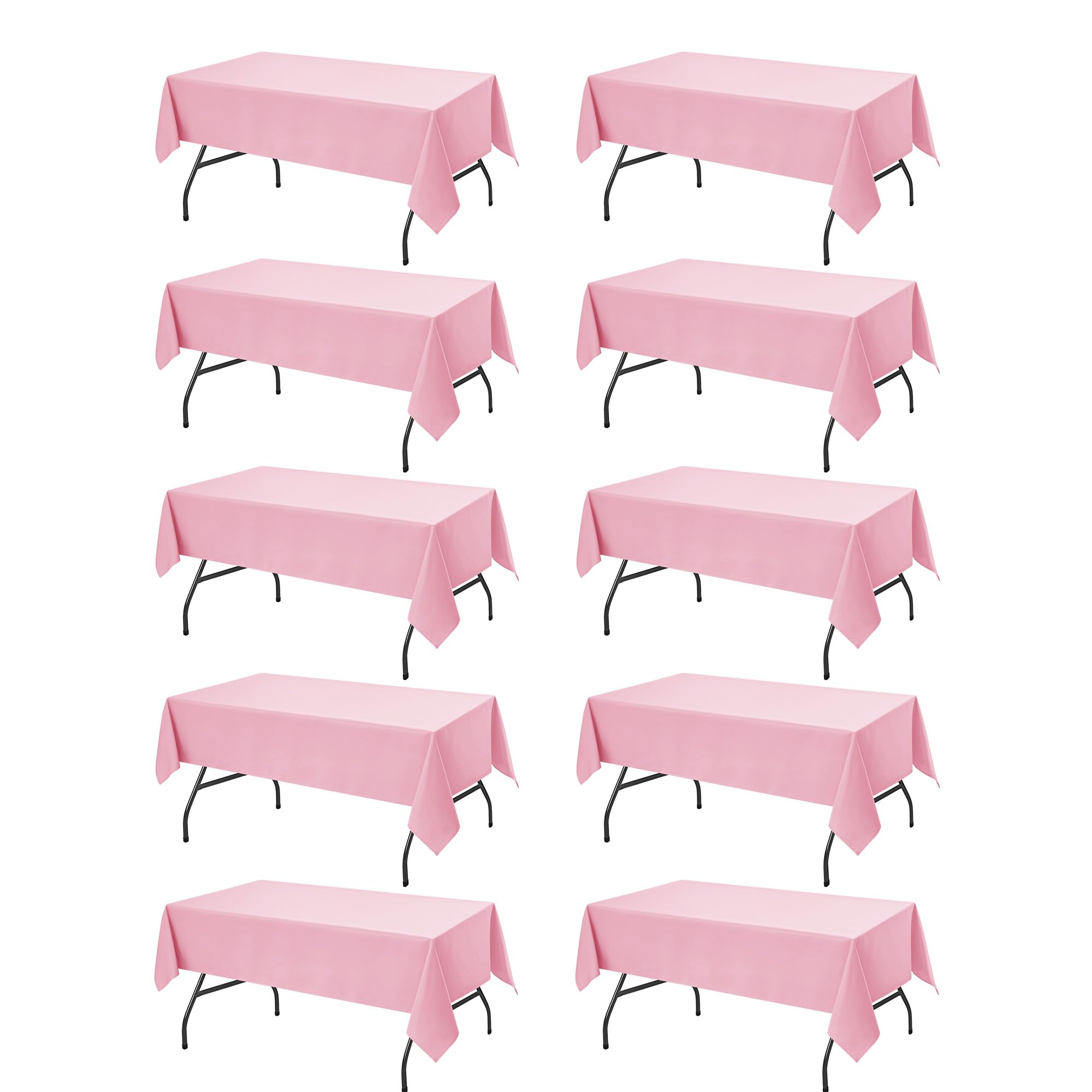 10-Pack Pink Tablecloths for Rectangle Tables, 54 x 108 Inches