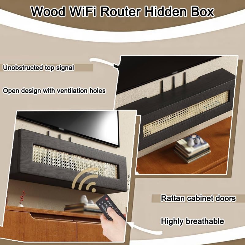 XPLKQXE Wandmontierter Schrank Zur Router-Aufbewahrung Verkleidung Der WLAN-Box(Braun,100x20x20cm)
