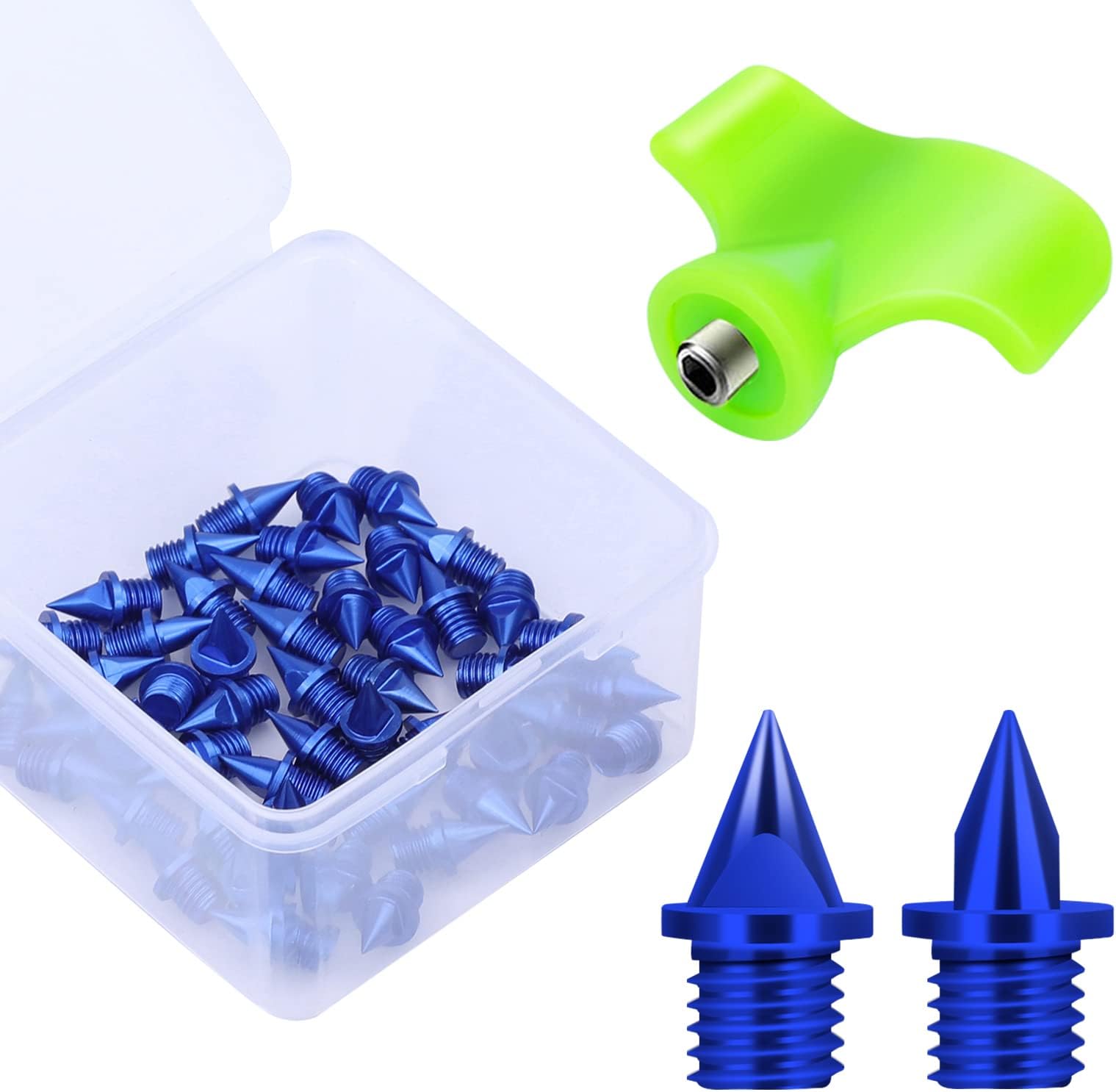 Carbon Steel Track Spikes, 50 Pcs 1/4 Inch Lighter Weight Spikes for Track, 0.47 Grams Spikes with Spike Wrench, Replacement Spikes for Track and Field Sprinting or Cross Country