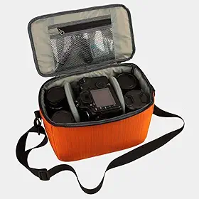 Bolsa de Câmera Impermeável de Nylon Premium, Bolsa Com Divisória Antiarranhões para Câmera DSLR Preta 13x9,1x6,3in (Seção horizontal laranja)