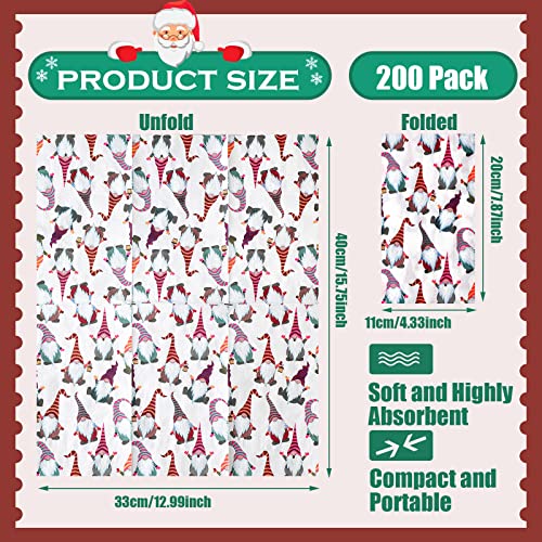 Hotop 200 Pieces Christmas Guest Towels Disposable Bathroom Paper Napkins Gnome Hand Cocktail Towel For Xmas Dinner Birthday Party Supplies #TOP2