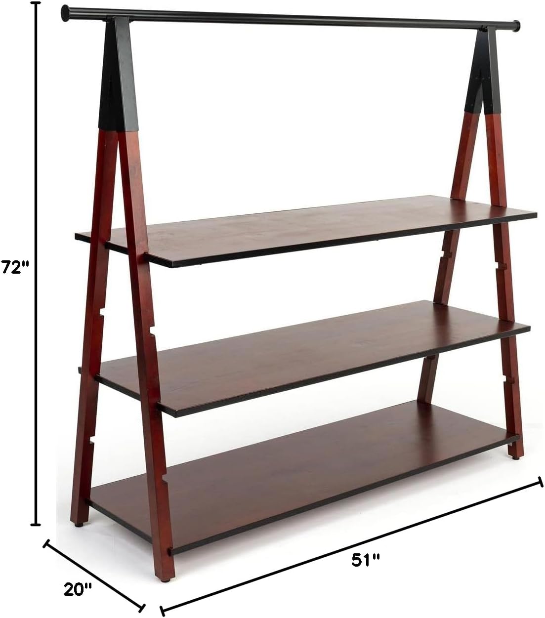 Displays2go - Wood Garment Rack, A-Frame Style, Height Adjustable Shelves - Dark Brown (PPLNTPSW2BRN)