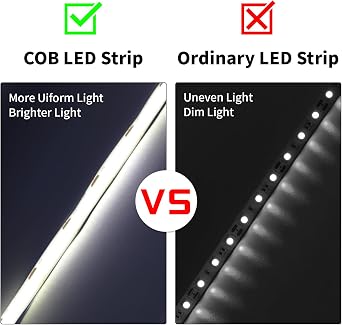 COB LED Strip Lights 2M White 6000K,5V Dimmable USB LED Strip [Energy Class E]