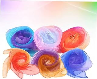 Toddmomy 6 Piezas Bufandas De Moda Para Mujer Pañuelos Bufanda De Seda Arcoíris Accesorios De Pañuelo Accesorios De Truco Pañuelo De Mago Niño Pequeña Bufanda Degradado