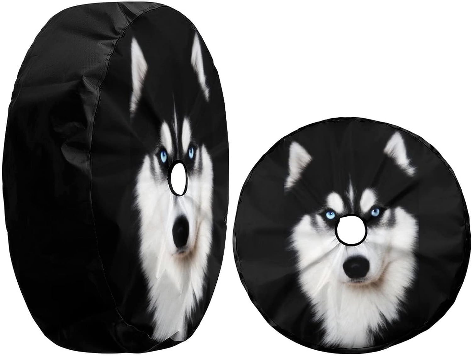 Funny Husky Dog Spare Tire Cover with Backup Camera Hole Wheel Tire Cover Fit Trailer, RV, SUV and Many Vehicle 17inch