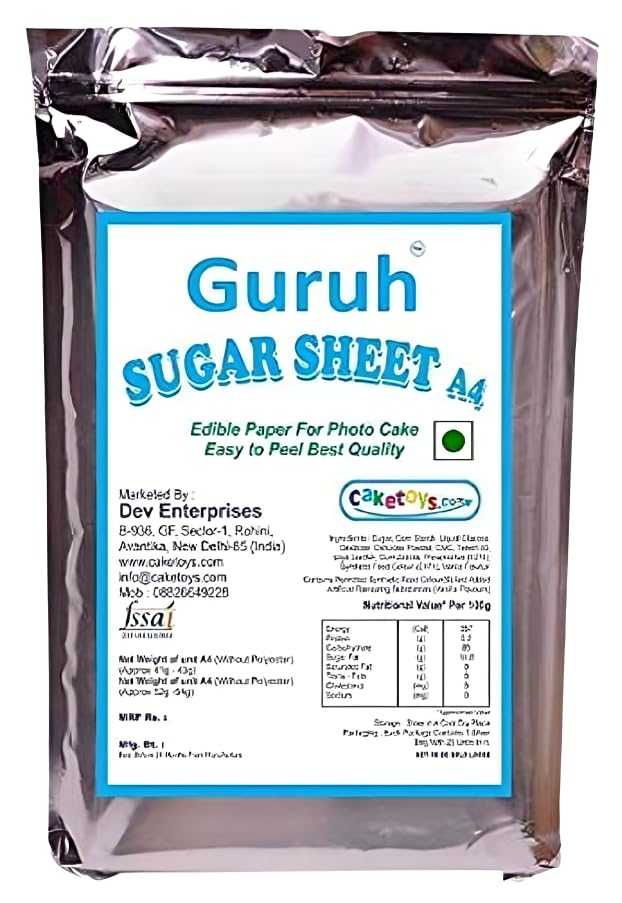 Guruh® Sugar Sheet For Photocake Printer | Edible Prints for Cake | Icing Sheets | 25 Pices (B07H7HLL5M) Amazon Price History, Amazon Price Tracker