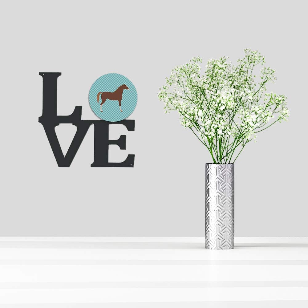 Caroline's Treasures BB8083WALV Hannoverian Horse Blue Check Metal Wall Artwork Love Indoor Outdoor Art Decor Patio, Bathroom, Kitchen Colorful Aluminum and Black Steel Sculpture