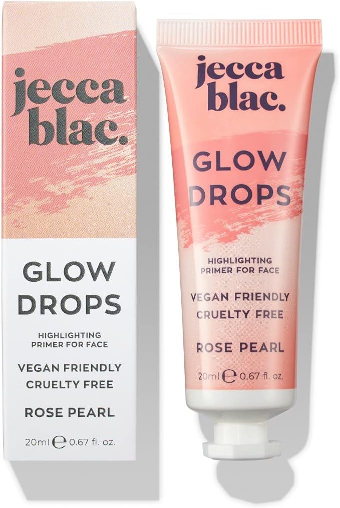 Jecca Blac Rose Pearl Glow Drops, Face Primer for Longlasting Base, Liquid Highlighter Makeup, Illuminates and Prepares Skin, Dewy Finish, Gender Neutral and LGBTIQA+ Inclusive Make Up, 0.68 fl oz
