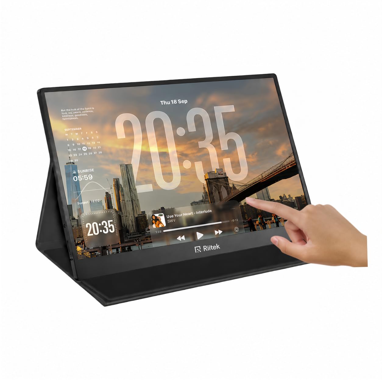 Riitek 15.6 Inch Portable Touchscreen Monitor 1920 X 1080 Ips Screen Usbc External Travel Monitor With Dual Speakers Mini-Hdmi Usb Type-C For Laptop Pc Phone, Protect Case, Black-image-25