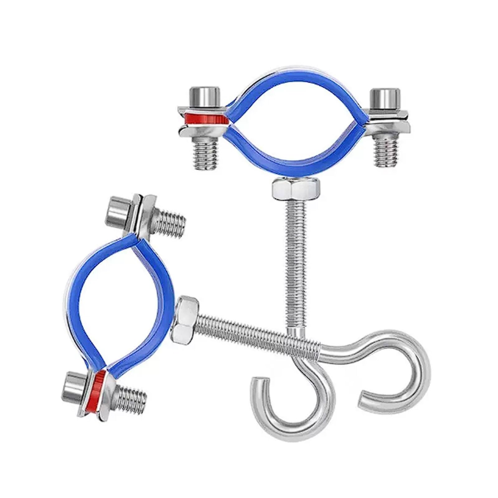 Esmen Uae One Color 304 Stainless Steel Round Pipe Hooks With Rubber Coating, 2 Sets Pipe Hangers And Windproof Screws, Hat Hooks Clips Hoops Tube Fittings(Φ70-76)