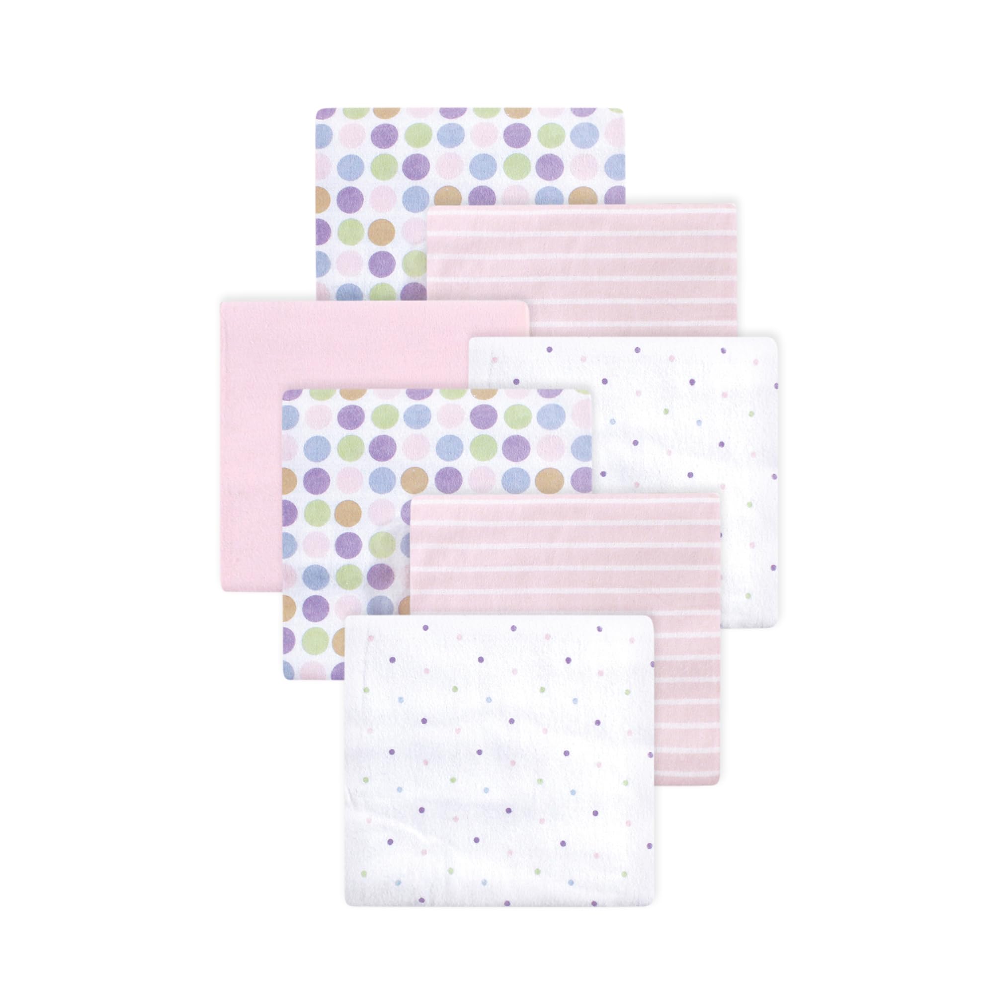 Little Treasure Luvable Friends Cotton Poly Flannel Receiving Blankets Multipack, Pink Stripes, 30x30 inches