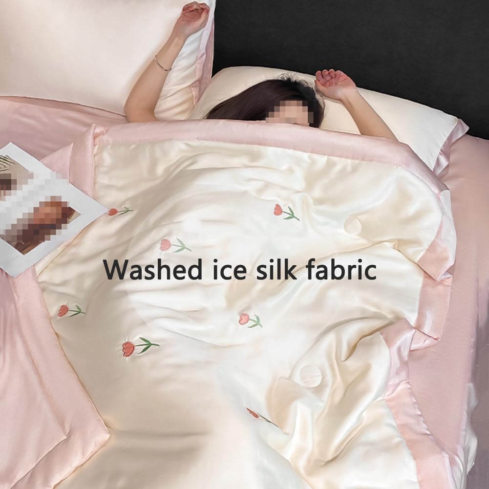 Colcha Acolchada Edredones Reversible De Aire Acondicionado, Transpirable Suave Manta Verano, Cubrecama Refrescante para Cama Matrimonio Dormitorio (Green B,200 * 230cm)