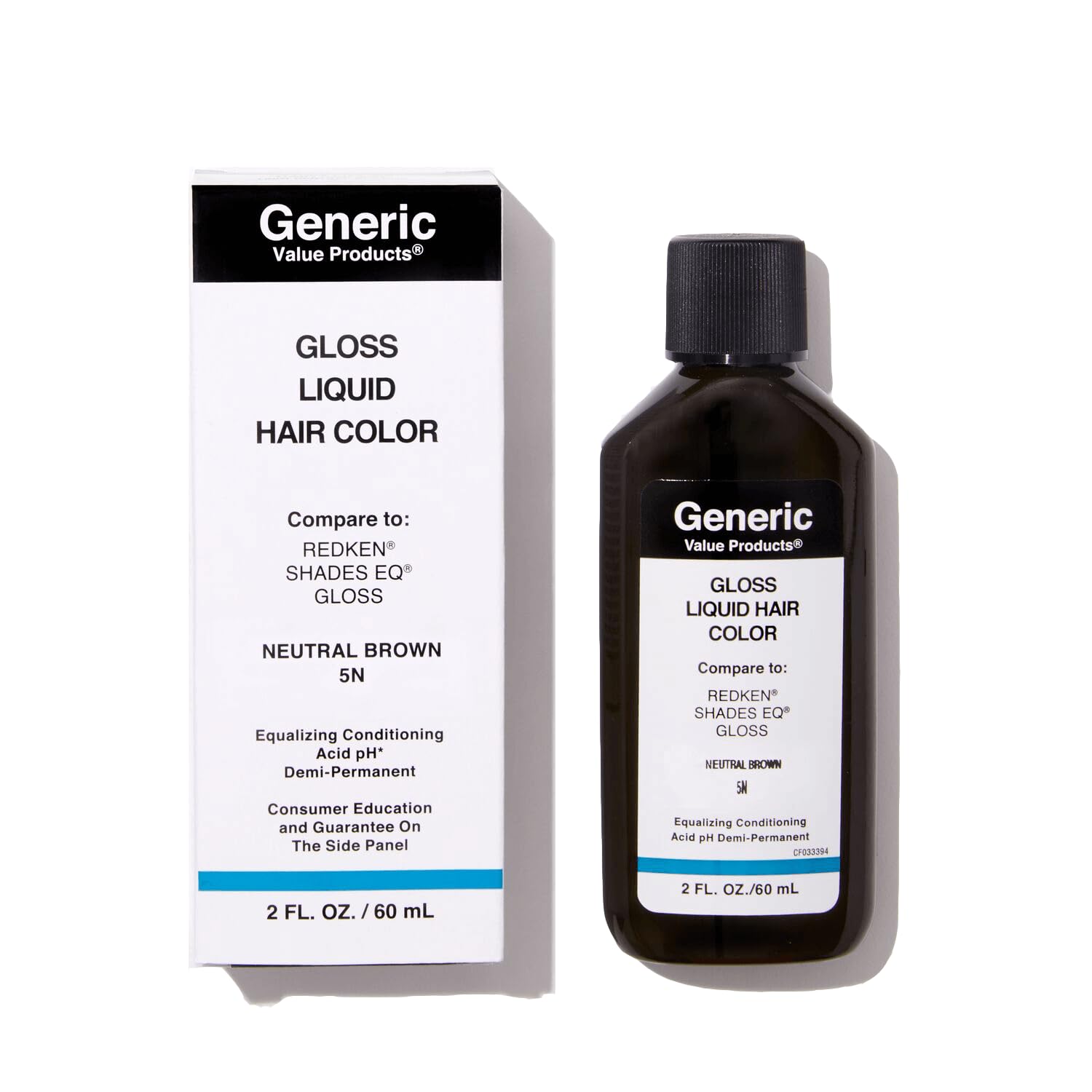 Generic Value Products 5N Neutral Brown DemiPermanent Gloss Liquid Hair Color, Adds Gloss for Healthy Looking Hair, Refreshes Color, Tones for a Beautiful Finish, 2 Fl Oz