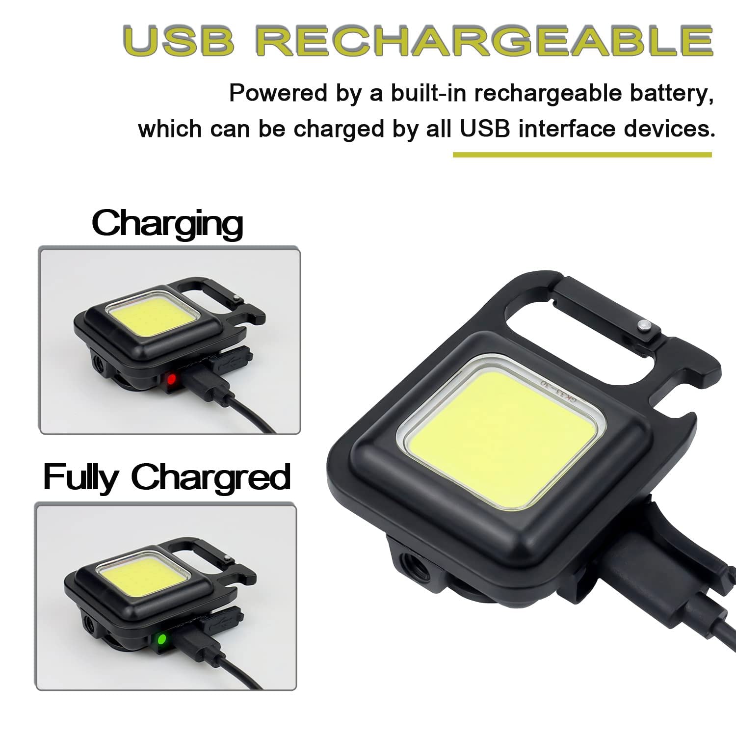 VYNEX Portable USB Rechargeable Keychain Flashlight | Mini LED Work Light | 45g Lightweight Pocket Torch | Compact Black Emergency Light (Pack of 2) 2