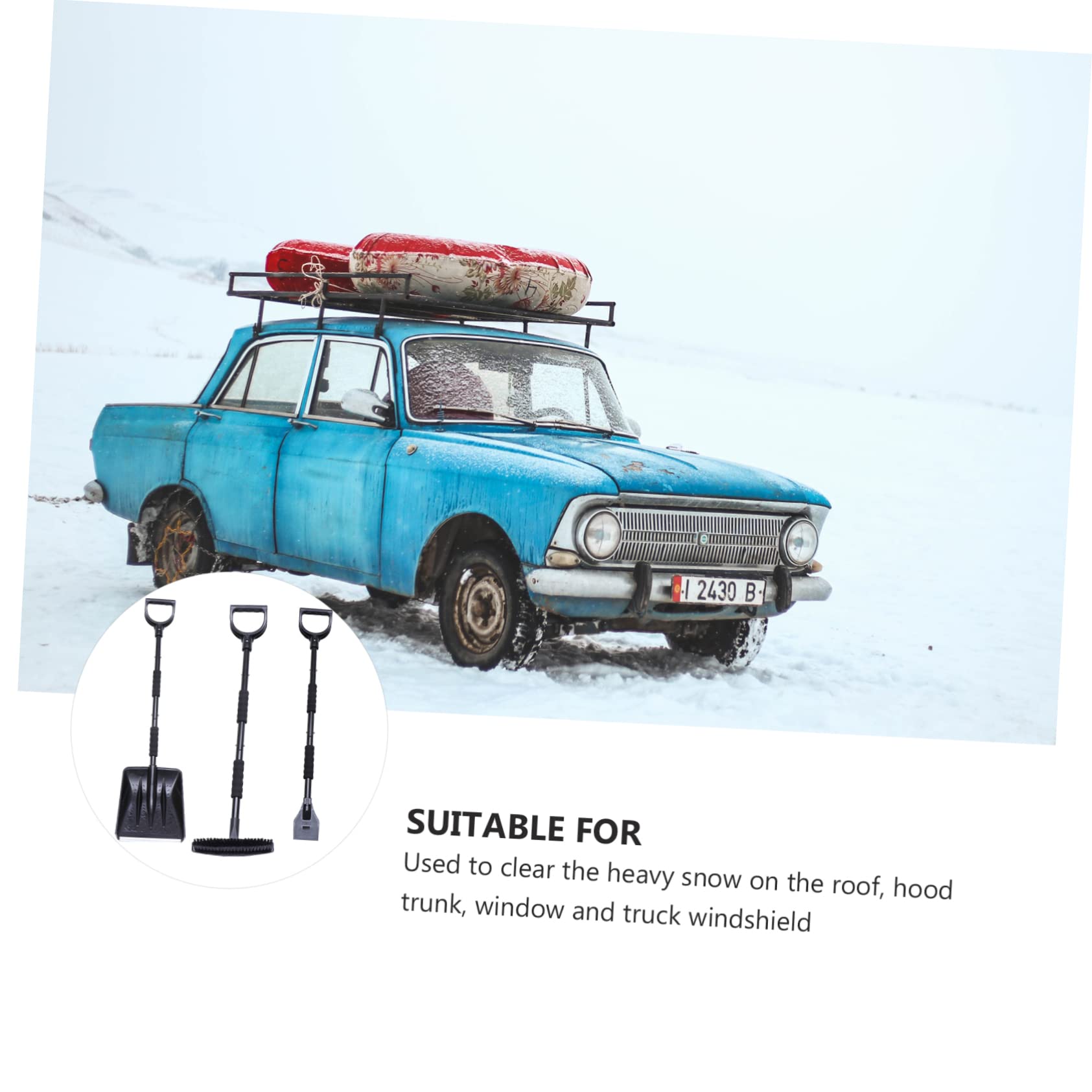 HANABASS Sgombraneve per Auto Raschiaghiaccio e Spazzola Estensibile Pala per Neve per Tetto e Parabrezza Strumenti per Rimozione della Neve per Auto