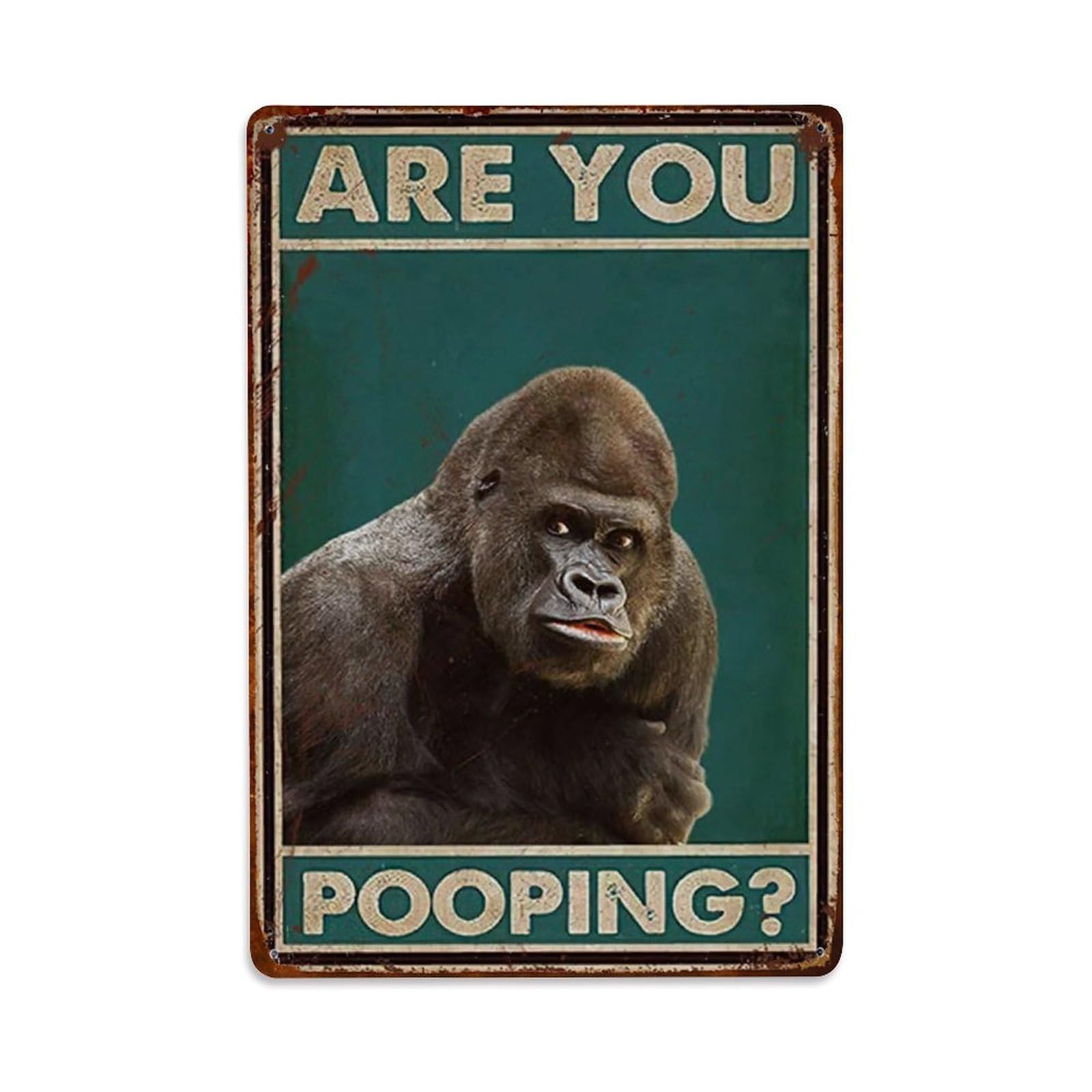 Rkundrne Vintage Funny Gorillas Are You Pooping Metal Tin Sign Garden Bedroom Cafe Bar Man Cave Home Wall Decor Metal Poster 8X12 In