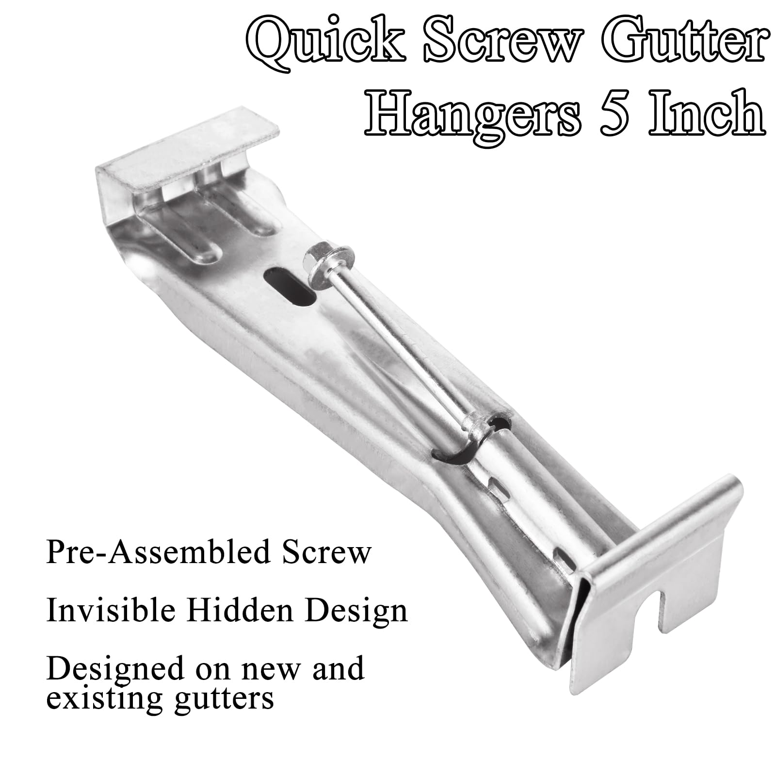 50 Pack Gutter Hangers – 5 Inch, Aluminum, Hidden Bracket With Screws, Fix Sagging Gutters