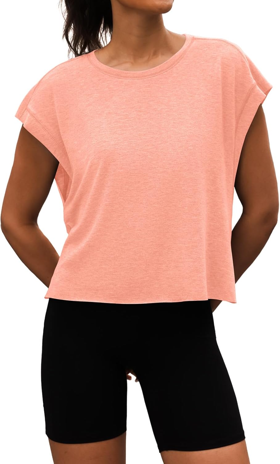 Women Open Back Workout Shirts Short Sleeve Tops Casual Yoga Y2k Athletic Gym Running Crop Tees - Image 4