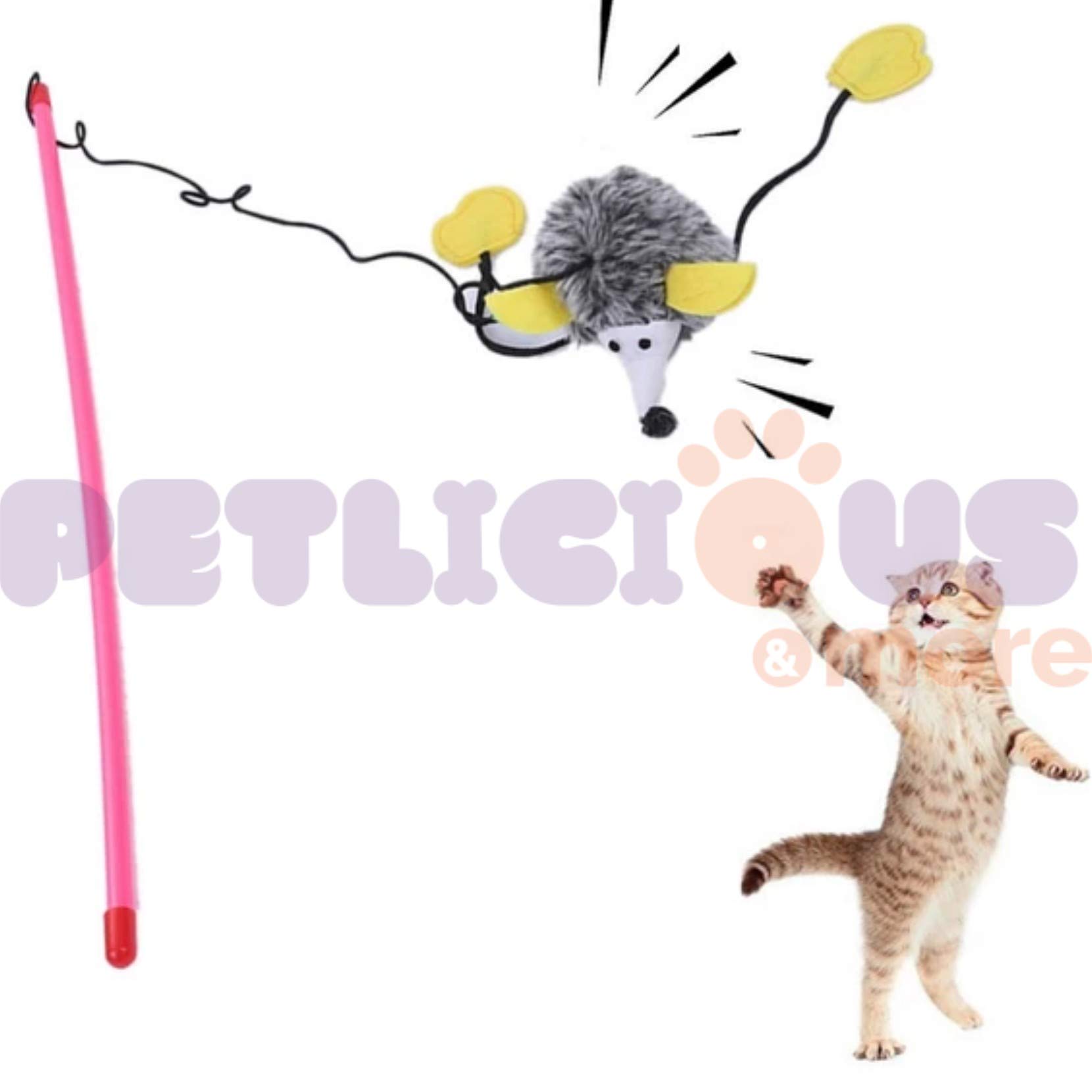 PETLICIOUS & MORE Cat Teaser Playing Stick & Feather Hedgehog Interactive Teasing Wand Toy with Sound (Pack of One, Color May Vary) (B08DMX8LF6) Amazon Price History, Amazon Price Tracker