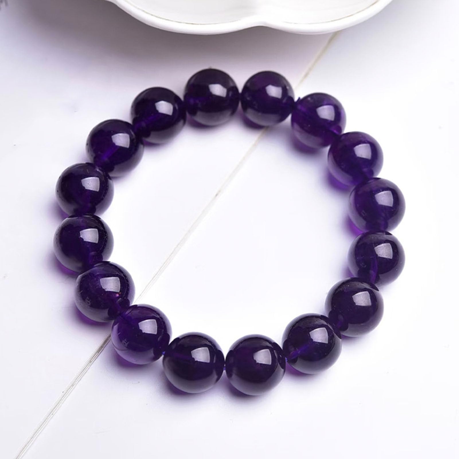 Bracciale con Ametista Naturale Fatto a Mano, Amore Amicizia Protezione Pietra di Cristallo Braccialetti con Ametista Spirituale, Affari Denaro Ricchezza Prosperità Buona Fortuna,2a,10MM