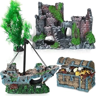 Wenqik Aquarium Decorations Large Kit Resin Sunken Shipwreck
