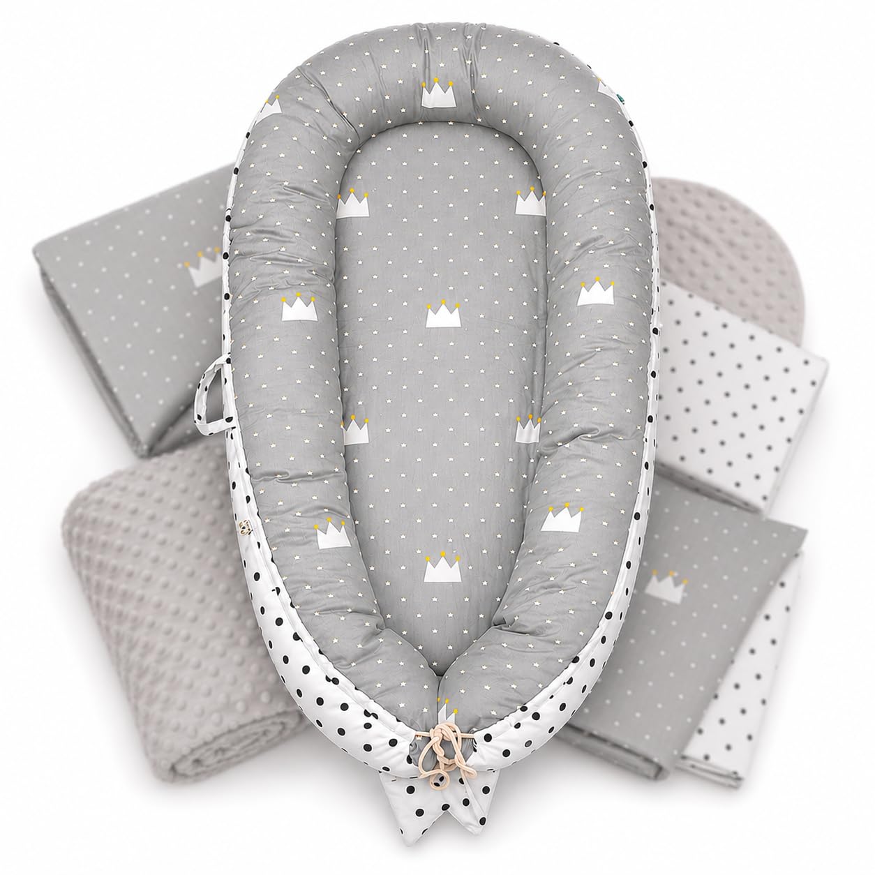 SKY & ZEN Babynestchen – Babynest 5 tlg. Set für Neugeborene mit Tragegriff
