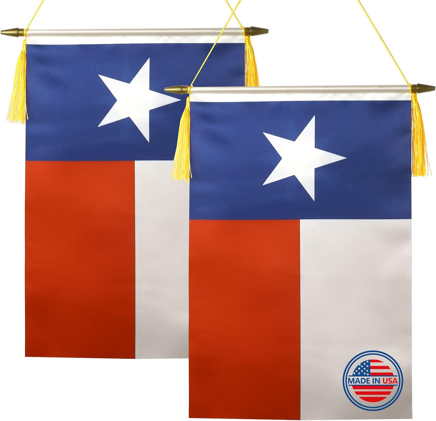 FWIW 18x12 Inch American Texas Wall Flags Banner Made in