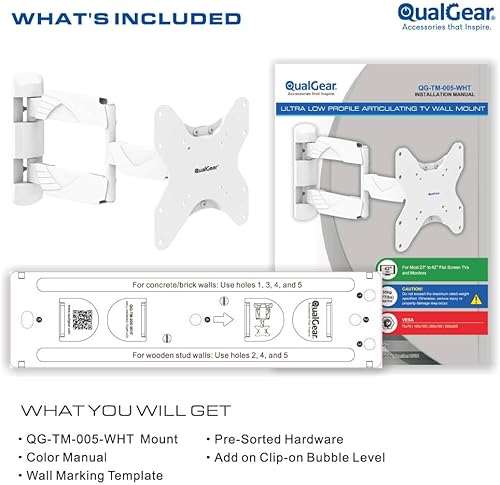Miniatura 7 de QualGear QG-TM-002-BLK - Televisores LED universales de 37 pulgadas a 70 pulgadas, ultra delgados y de perfil bajo, color negro